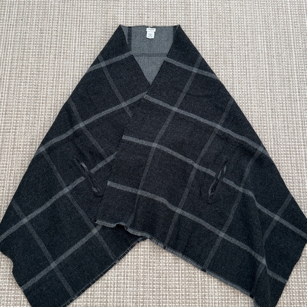 J. Crew Factory Charcoal and Black Plaid Wrap